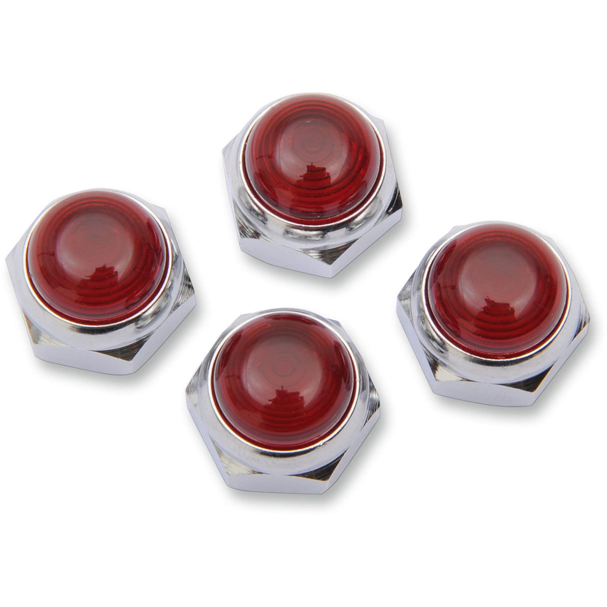 Eastern Motorcycle Parts Rocker Shaft Nuts Chrome With Red Seals Shovlehead - V-13-241 For Harley Motorcycles 1957-1985
