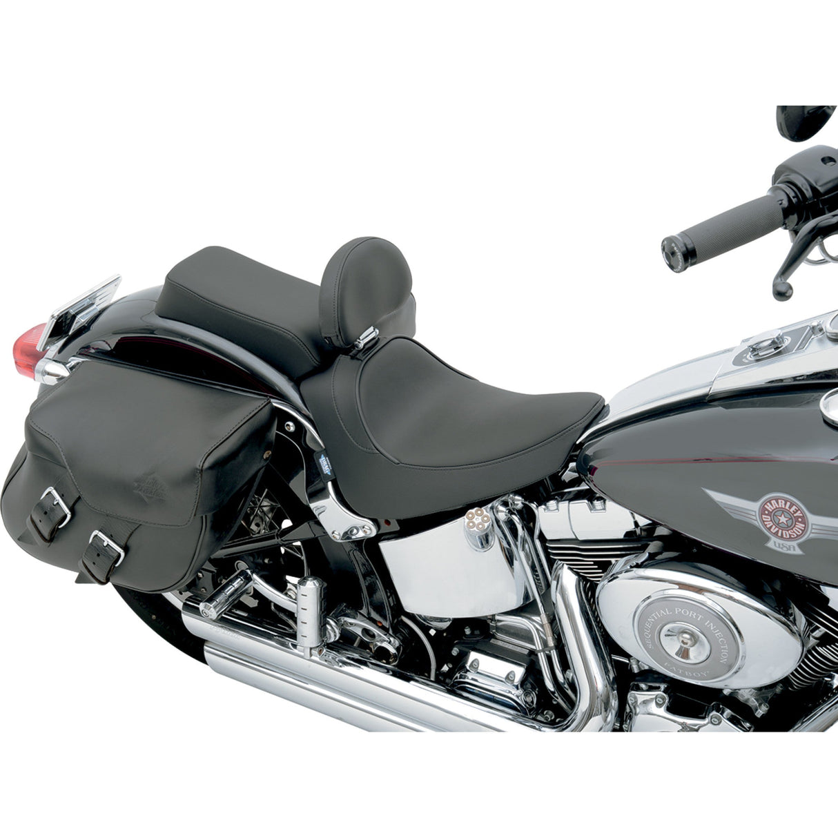 Drag Specialties Backrest Compatible Solo Seat — Smooth Solo Seat Smooth Driver Backrest FL FX - 0802-0632 For Harley Softail 2000-2006