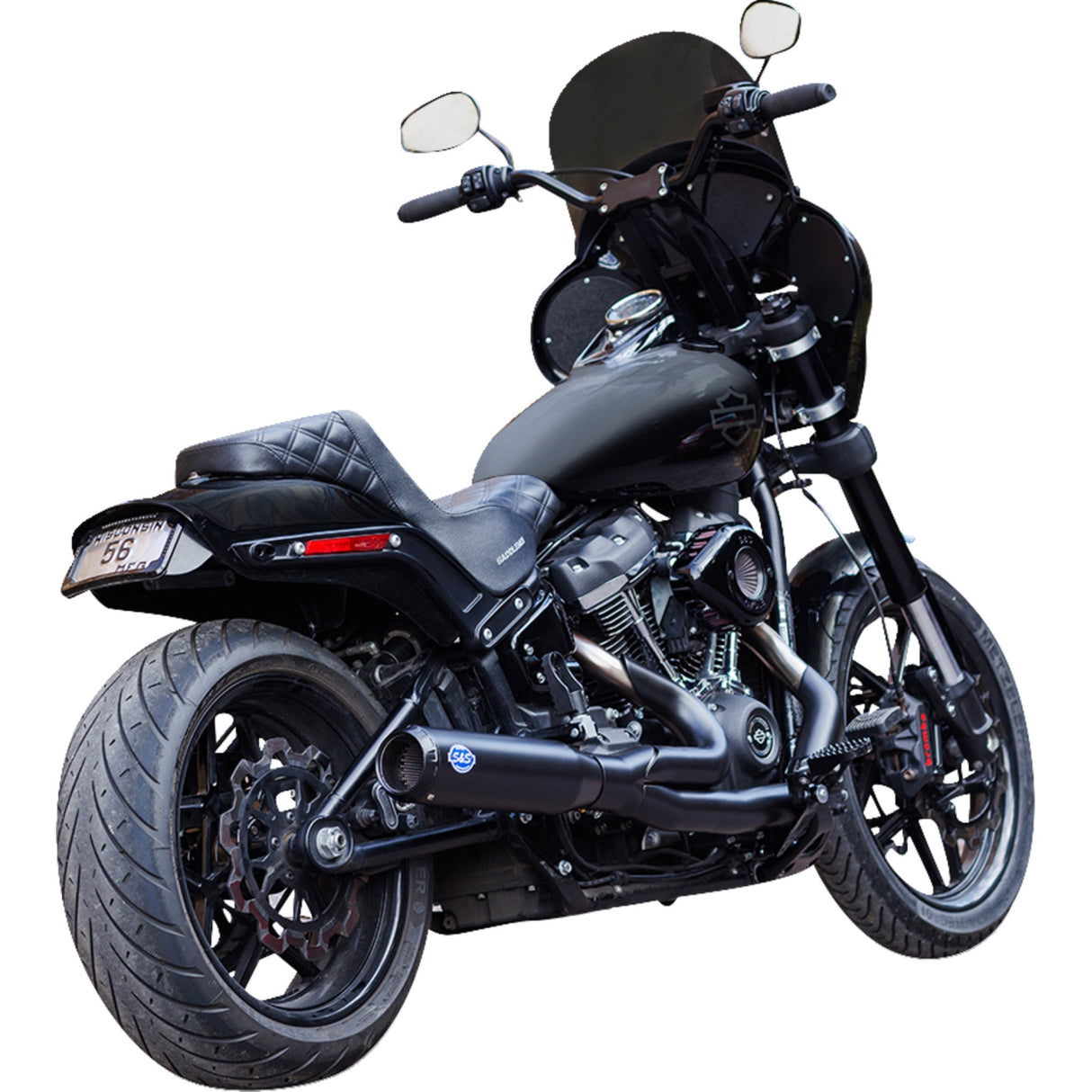S&S CYCLE 1800-2685 550-1106 2-into-1 Qualifier Exhaust System - Race Only - Guardian Black
