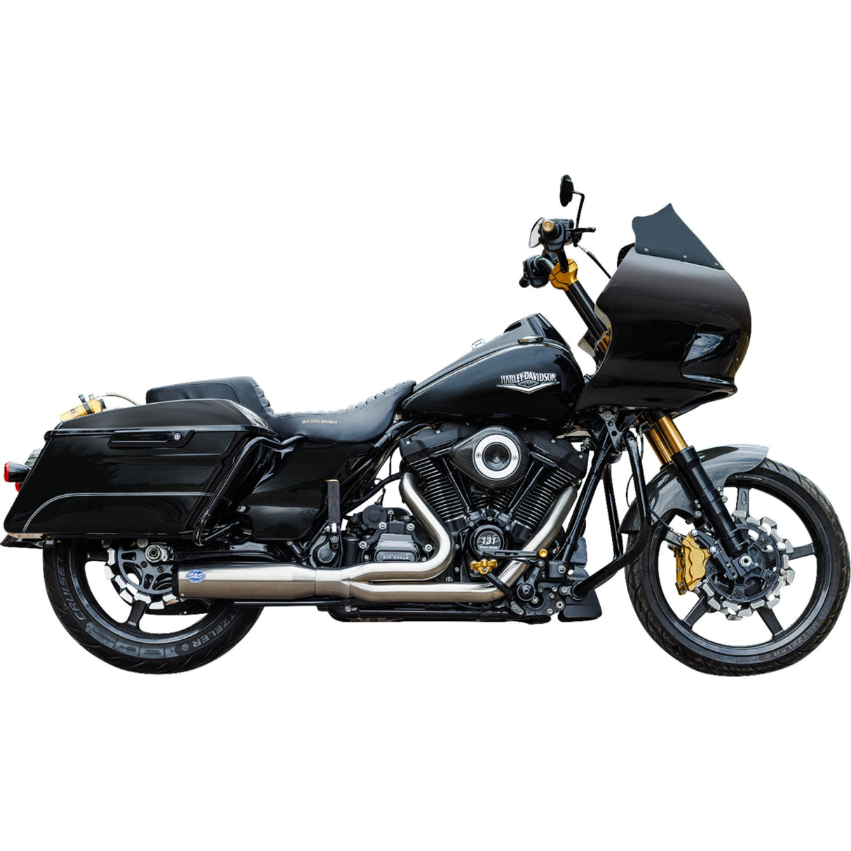 S&S Cycle 2-Into-1 Qualifier Exhaust System 50-State Silver - 550-1108 For Harley Touring 2017-2026