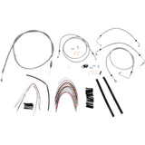 Burly Brand Complete Stainless Braided Handlebar Cable Brake Line Kit - B30-1094 For Harley Touring 2008-2013