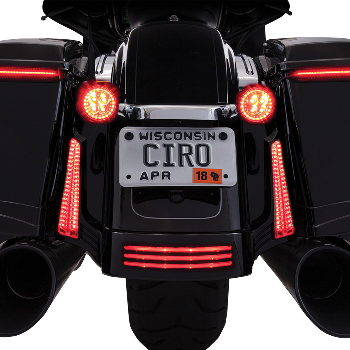 Ciro Fang® Signal Light Inserts — Rear Chrome Red Lens - 45401 For Harley Motorcycles 1957-2026