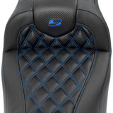 Saddlemen Roadsofa™ Lattice Stitch Seat Without Backrest Carbon Fiber Blue Stitch - 823-07-20601 For Harley Touring 2023-2026
