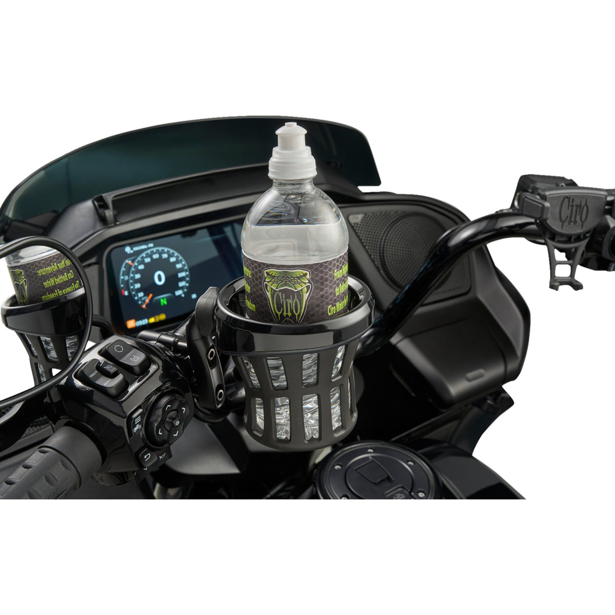 Ciro Gen 2 Drink Holder Black 1-1/8"/1-1/4" Handlebar Mount - 55615 For Harley Motorcycles 1994-2026