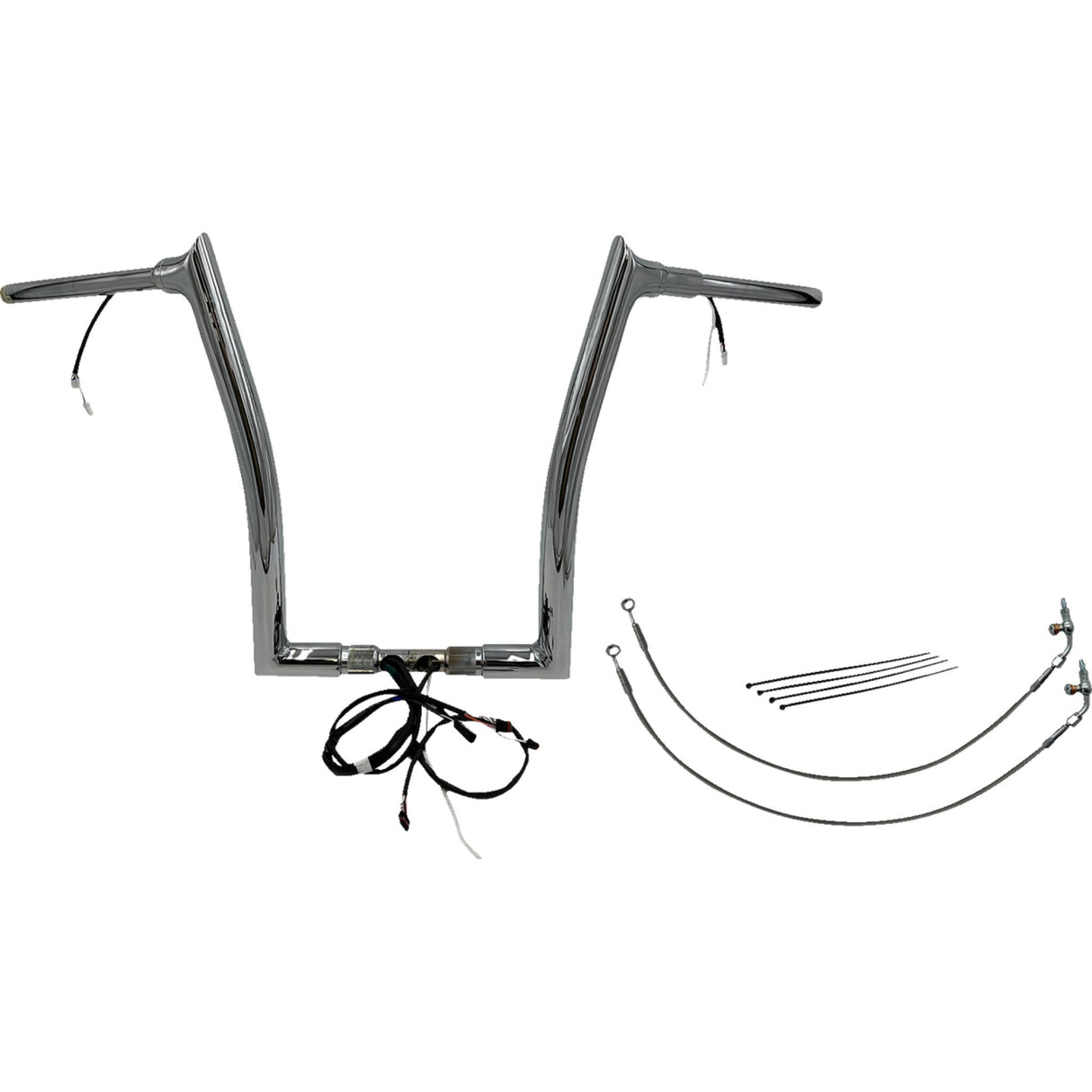 FAT Baggers INC. EZ Install Wired 1-1/2" Pointed Top Handlebar Kit 16" Chrome - 802316 For Harley Road Glide 2016-2020