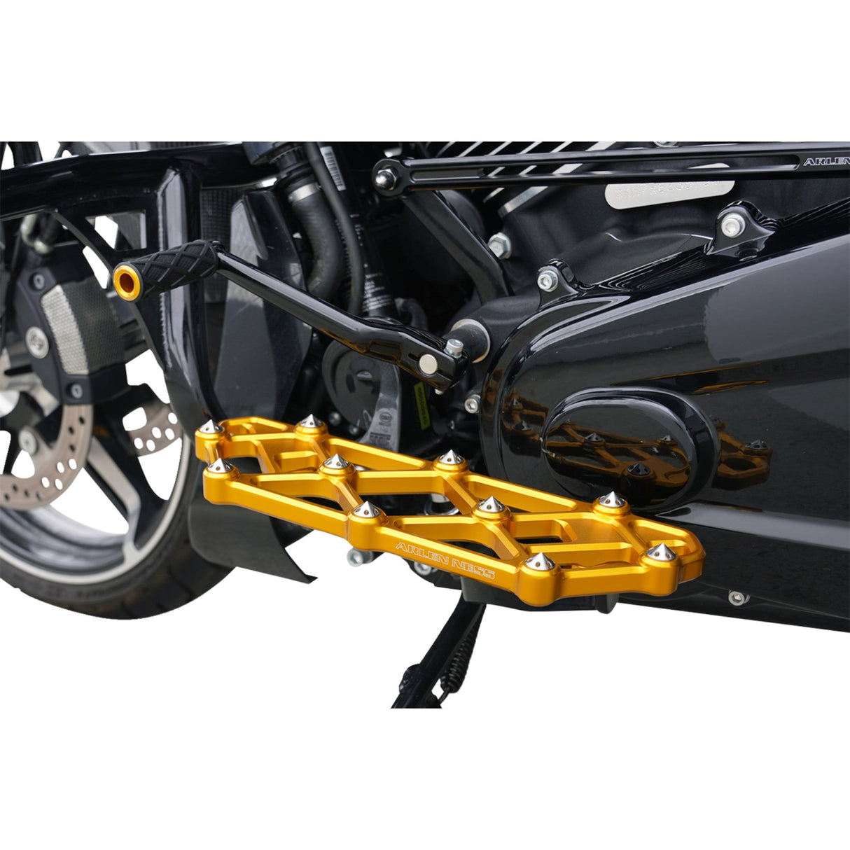 Arlen Ness Diamond Floorboards Driver Gold - 410-056 For Harley Motorcycles 1982-2026
