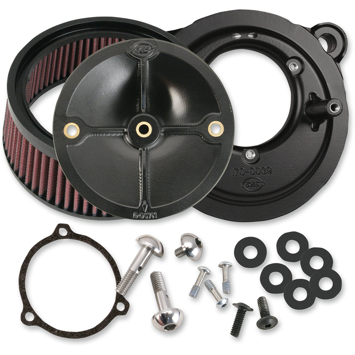 S&S Cycle Super Stock™ Stealth Air Cleaner Kit Black - 170-0164 For Harley Touring 2007-2016