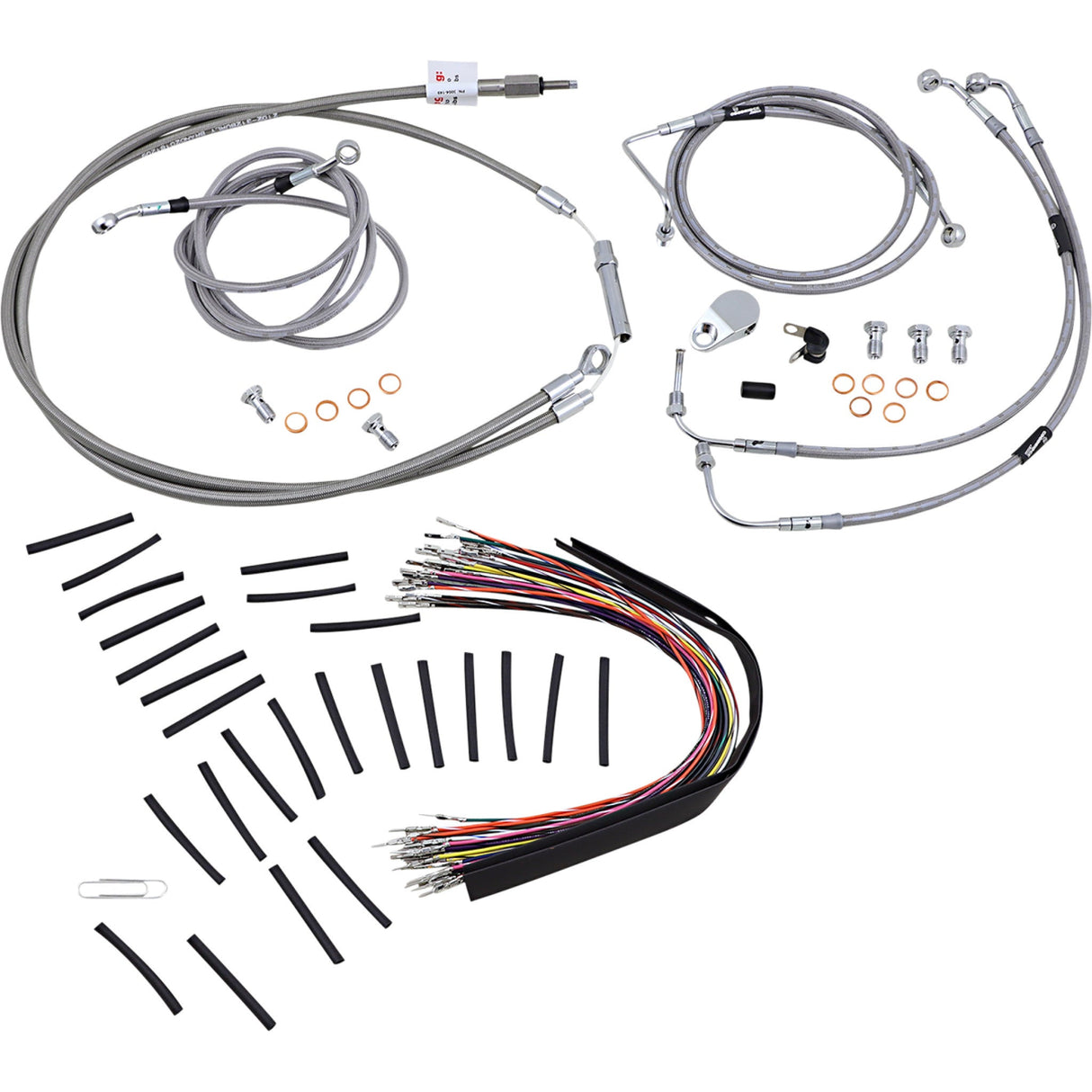Burly Brand Complete Stainless Braided Handlebar Cable Brake Line Kit 13" Ape Hangers - B30-1102 For Harley Touring 2008-2013
