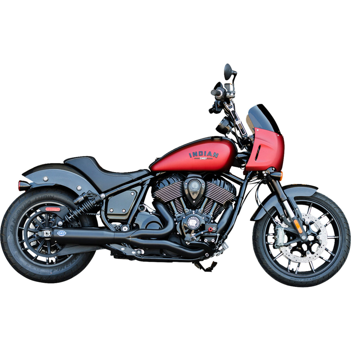 S&S Cycle 2-Into-1 Qualifier Exhaust System Guardian Black 49-State Indian Chief - 550-1116 For Indian 2022-2024