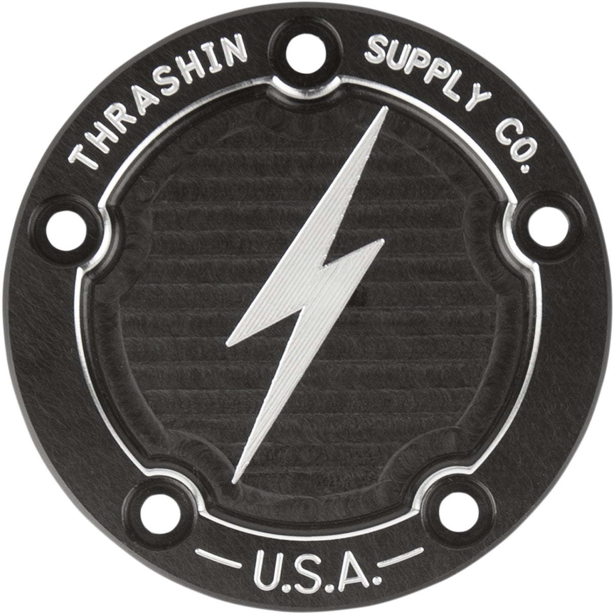 Thrashin Supply CO. Points Cover Dished Black 5 Hole Twin Cam - TSC-3026-4 For Harley Motorcycles 1999-2017