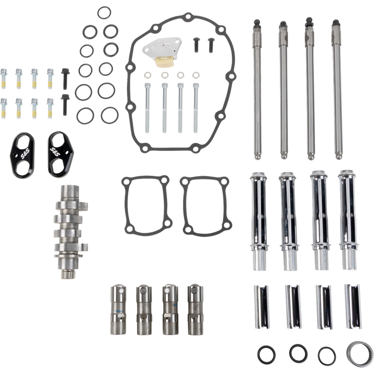 S&S CYCLE 0925-1642 310-1411 496 Camshaft Kit with Pushrod Tubes Camshaft Kit - 496 Chain Drive - Chrome Pushrod Tubes - M8