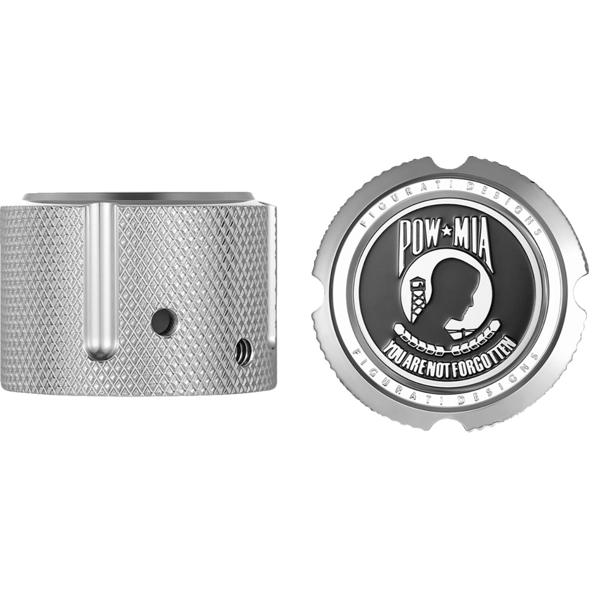 Figurati Designs Front Axle Nut Cover Front Stainless Steel POW MIA Silver - FD50-FAC-SS For Harley Motorcycles 2002-2022