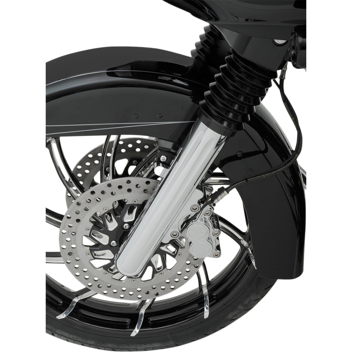 Arlen Ness Dual-Disc Hot Legs Fork Legs Chrome Deep Cut Dual Disc - 40-502 For Harley Touring 2014-2025