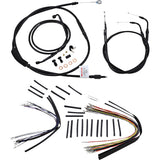 Burly Brand Complete Black Vinyl Handlebar Cable Line Kit For Ape Hangers 14" - B30-1010 For Harley Softail 2007-2010