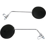 Emgo Universal Clamp-On Mirror — Round Side View Round 9" Stem Black Head Chrome Stem Tinted Glass Pair Universal