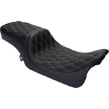 DRAG SPECIALTIES SEATS 0801-1492 Performance Predator 2-Up Seat Predator 2-Up Seat - Vinyl - Double Diamond Silver Stitch - w/o Backrest - FL '08-'23