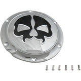 Drag Specialties Split Skull Derby Cover 5 Hole Chrome With Black Skull For Harley Sportster 2004-2022