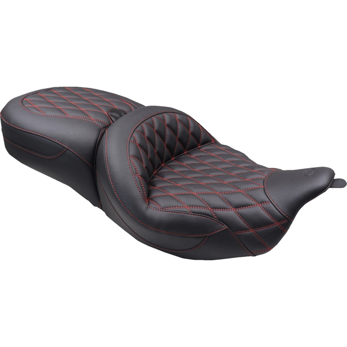 Mustang Super Touring One Piece 2-Up Seat Double Diamond - 89538AB For Harley Touring 2008-2025