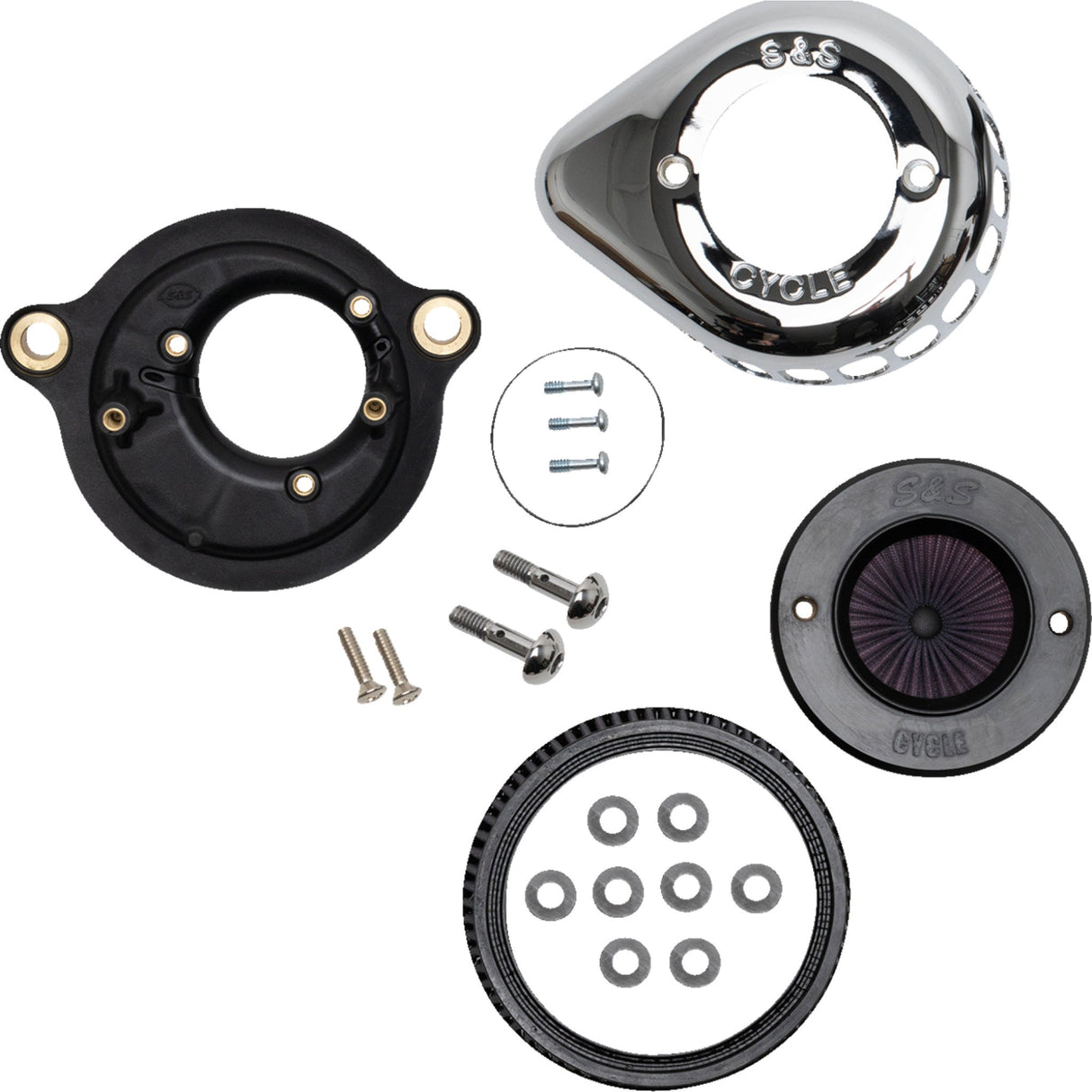 S&S Cycle Air Stinger Stealth Air Cleaner Kit Chrome - 170-0717A For Harley Motorcycles 2017-2023