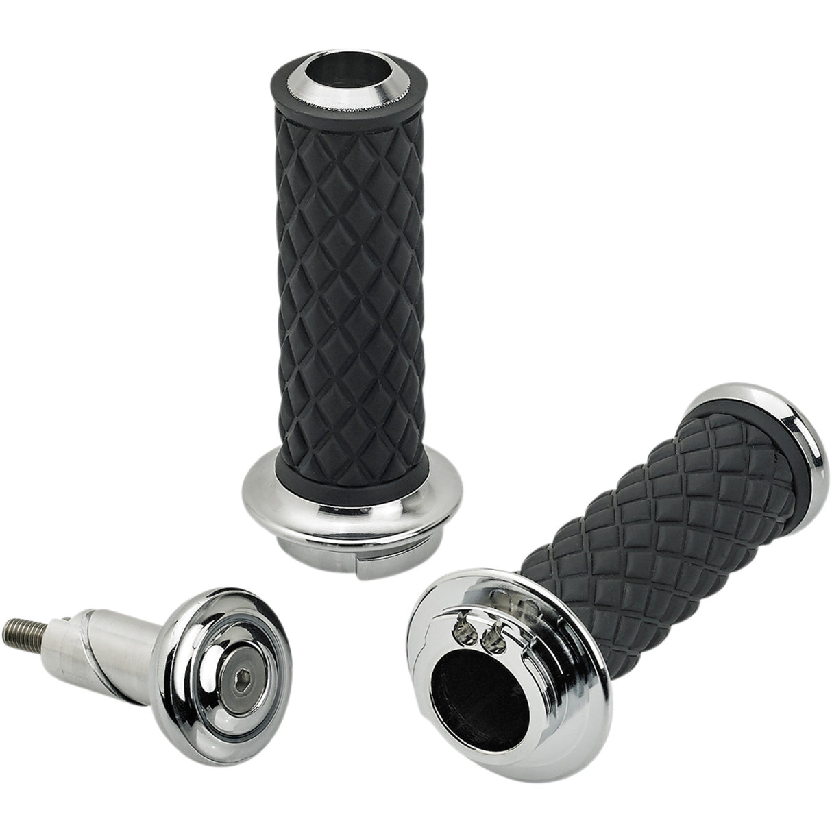 BILTWELL 0630-2321 6604-105-01 Alumicore Grips Grips - Alumicore - Dual Cable - Chrome