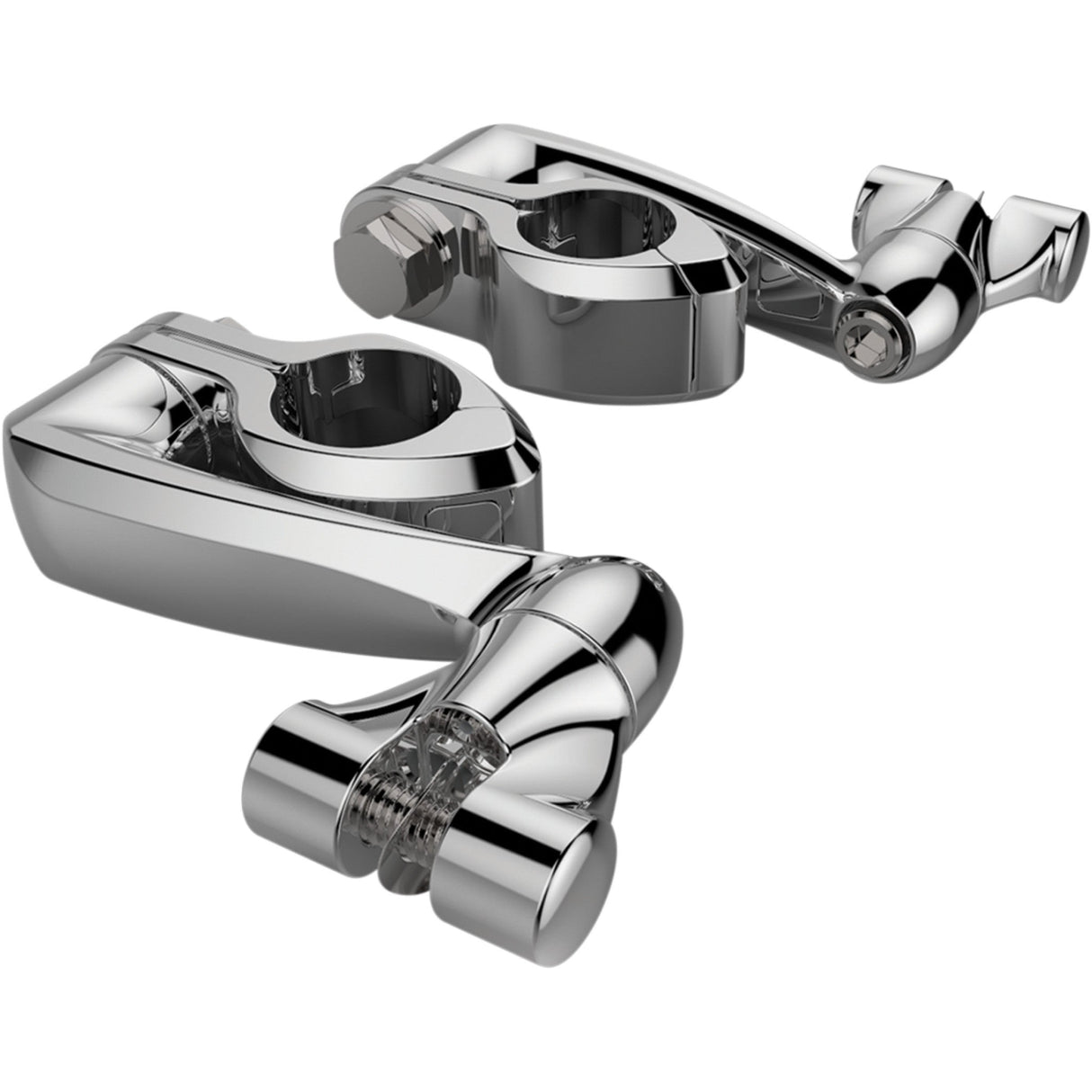 CIRO 1624-0300 60004 Engine Guard Highway Peg Hingeless Mounting Clamp Kit Pinless Clamp - Chrome - 4" Extension