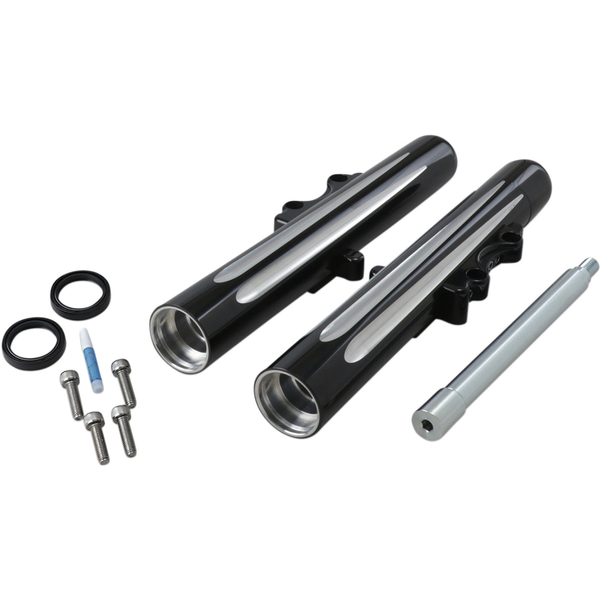 Arlen Ness Dual-Disc Hot Legs Fork Legs Black Anodized Deep Cut Dual Disc - 06-513 For Harley Touring 2000-2007