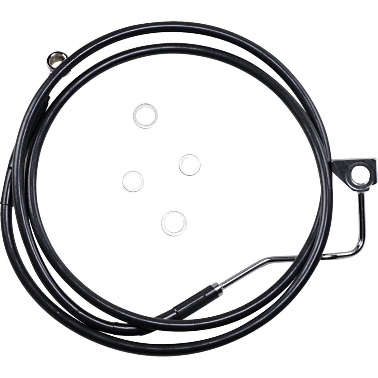 Drag Specialties Stainless Steel Brake Line Kit Front (Upper) Black For Harley Touring 2014-2022