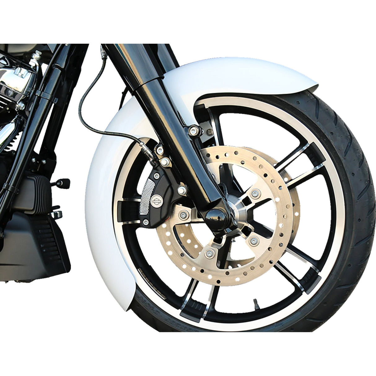 Paul Yaffe Bagger Nation Thicky Steel OEM Front Fender OEM 16"-19" Wheel With Satin Adapters HD - THICKY-OEM-14L-S For Harley Touring 2014-2026