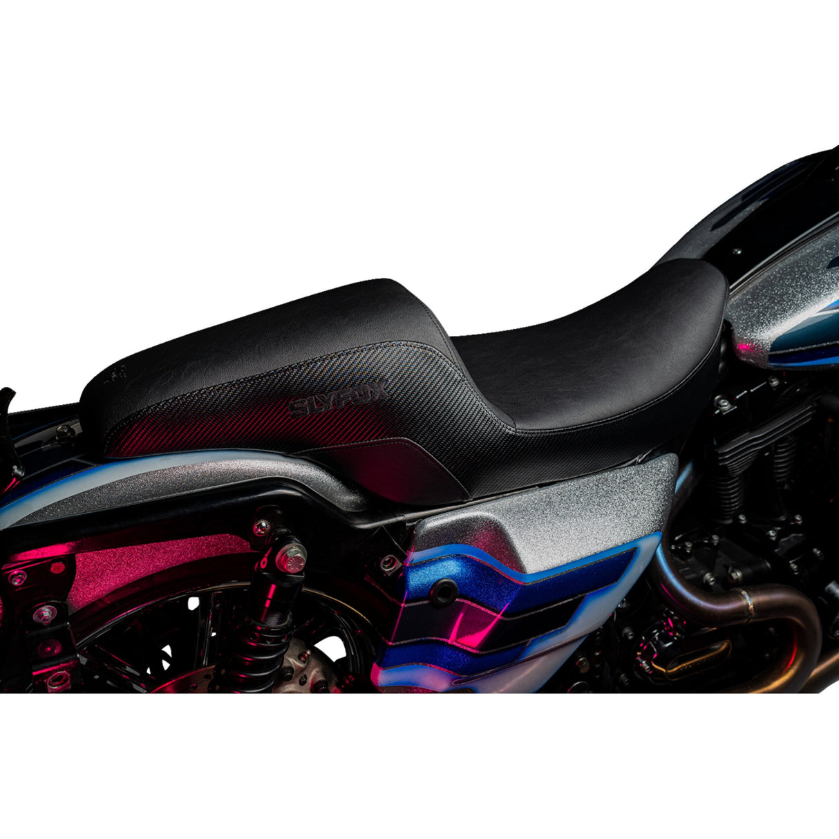 Slyfox The Drifter Seat Black Logo Smooth Vinyl Carbon Fiber For Harley Touring 1997-2007
