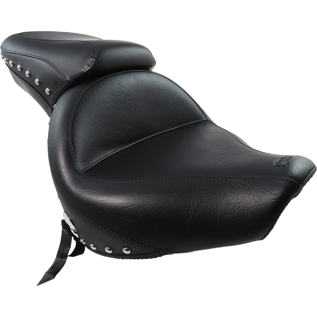 MUSTANG 0810-1039 76640 Wide Touring Seat Seat - Wide - Touring - Without Backrest - One-Piece - Chrome Studded - Black w/Conchos