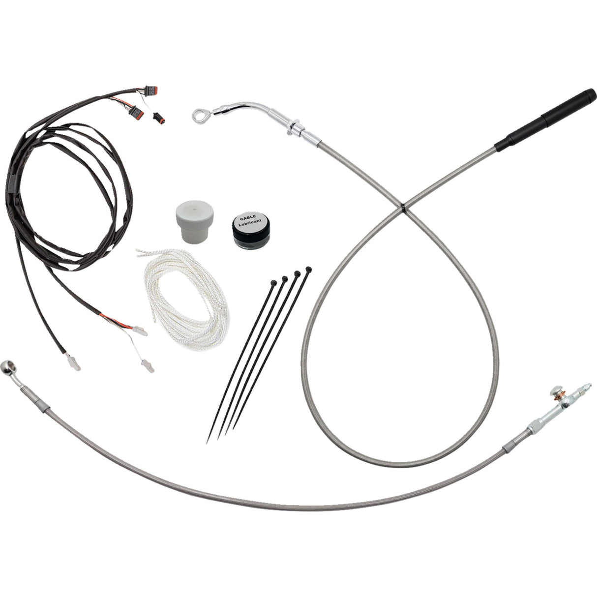 FAT BAGGERS INC. 0662-1337 119016-C EZ Install Kit 16" handlebars - upper clutch - braided stainless steel/chrome