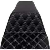 Saddlemen Lattice Stitch Step-Up Seat Front White Stitch - 808-07B-17206 For Harley Touring 2008-2024