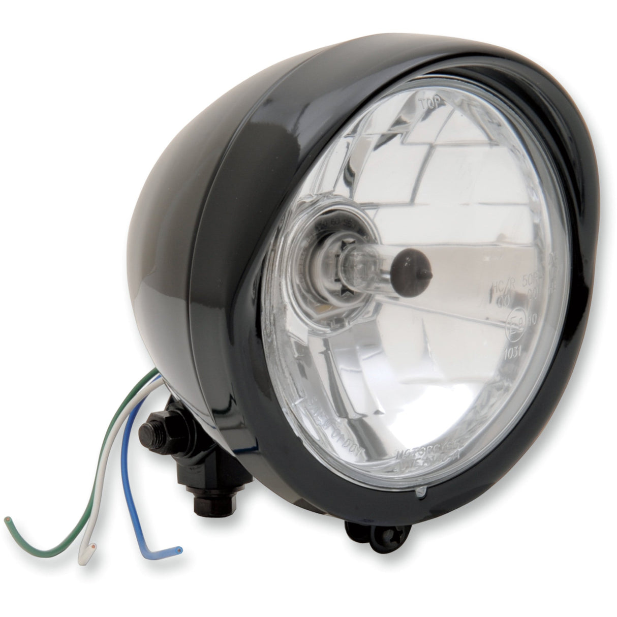 DRAG SPECIALTIES Diamond-Style Bottom-Mount 5-3/4" Headlight Assemblies Head Light with Visor - Clear Lens