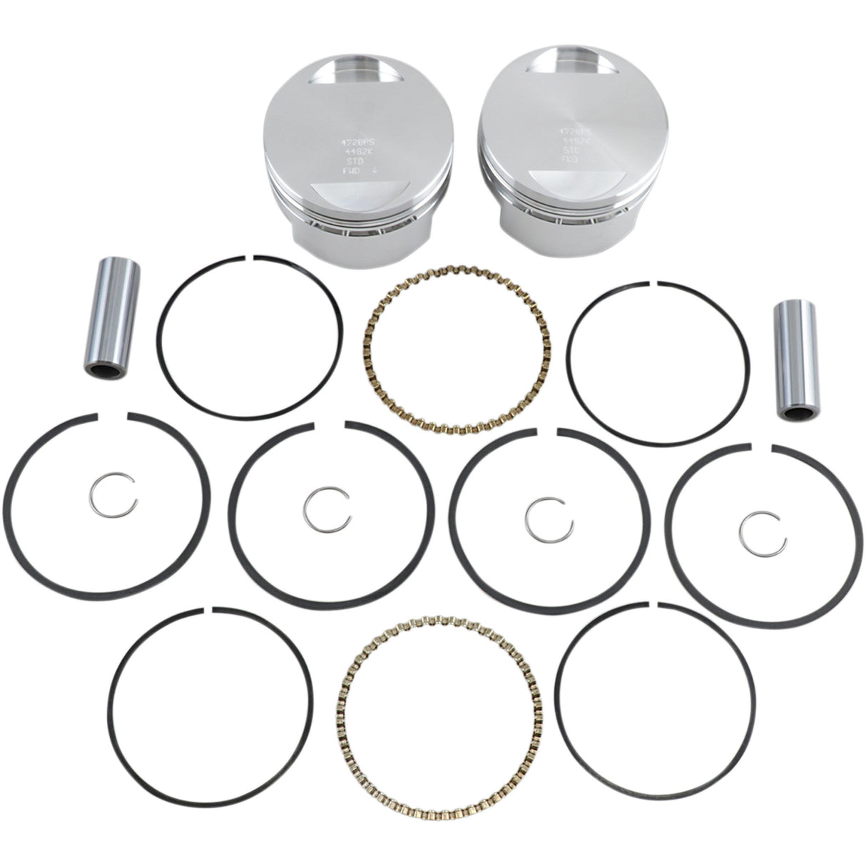 WISECO K1660 K1660 High-Performance Piston Kit Piston Kit - Standard - XL 1200 | Buell with OEM 1200 Heads