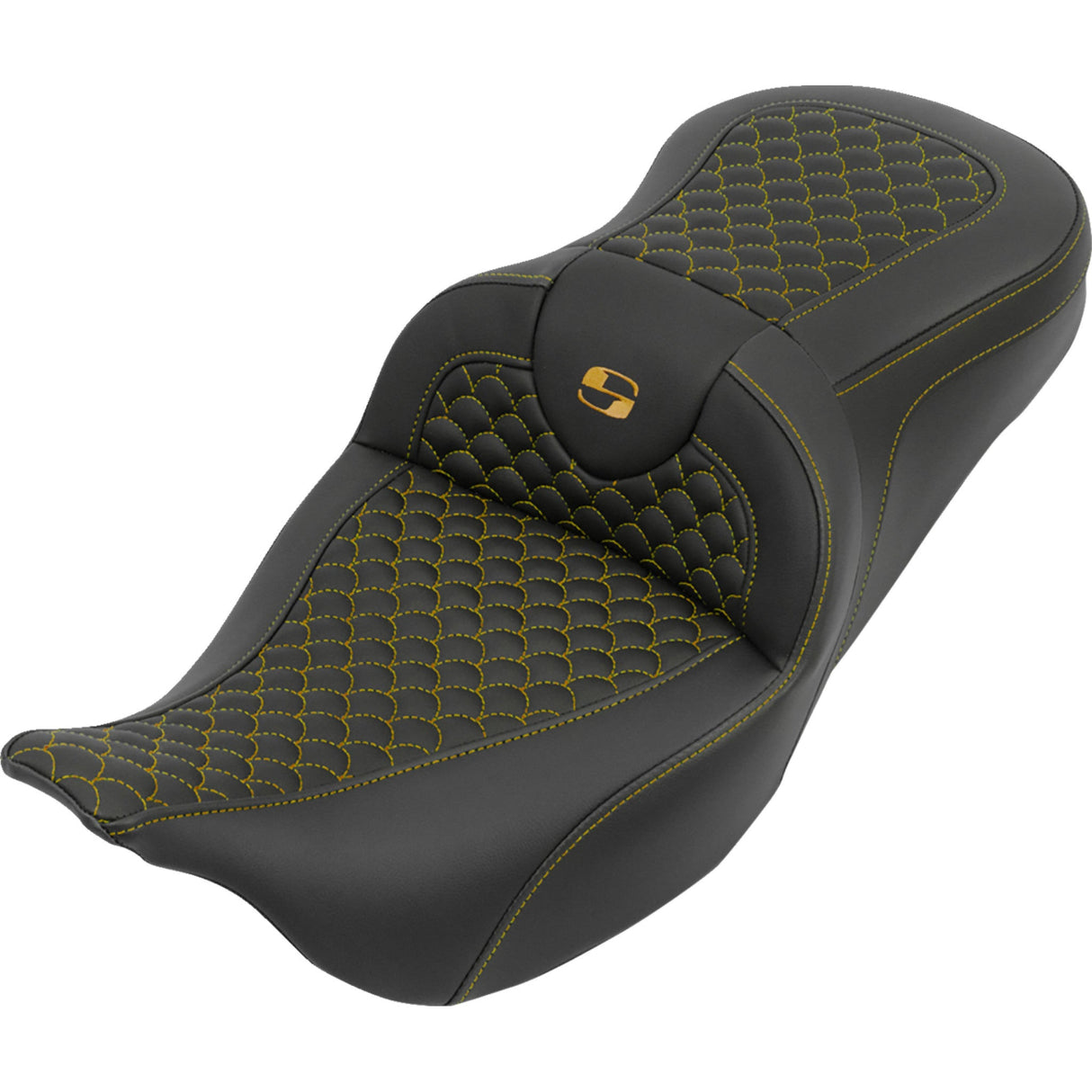 Saddlemen RoadSofa™ Seat Without Backrest Dragon Stitch Gold Stitch - 808-07B-20807 For Harley Touring 2008-2024