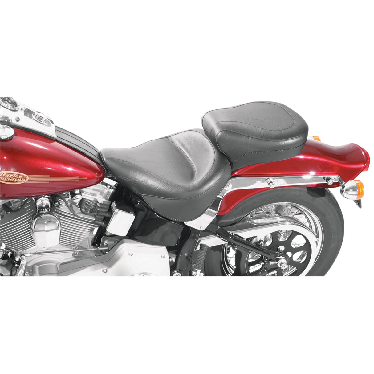 Mustang Vintage Style Seat Wide Smooth Black - 75073 For Harley Softail 2000-2007