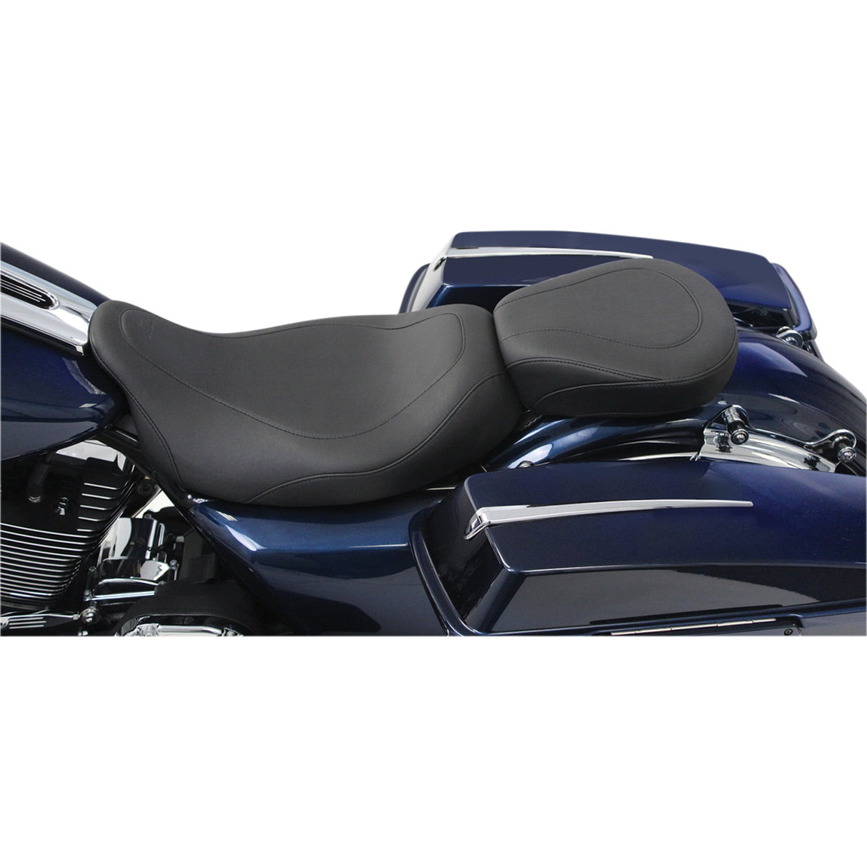 Mustang Wide Tripper™ Solo Seat Without Backrest Smooth Black - 76692 For Harley Touring 2008-2025
