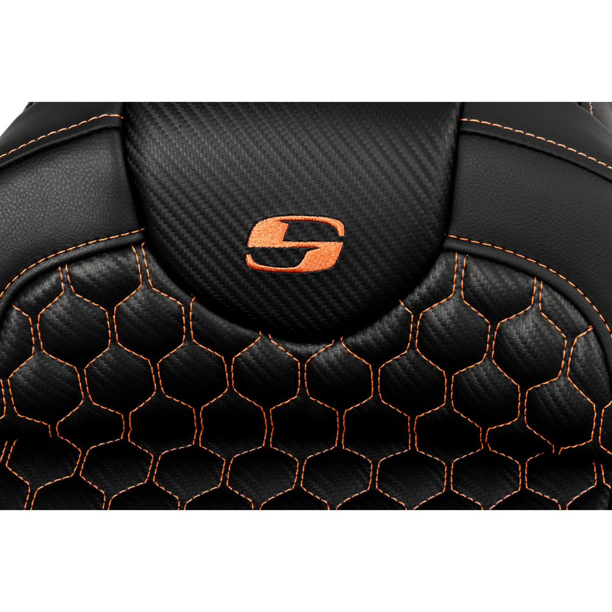 Saddlemen Honeycomb Roadsofa™ Seat Honeycomb Orange Stitch Without Backrest - 808-07B-18903 For Harley Touring 2008-2025