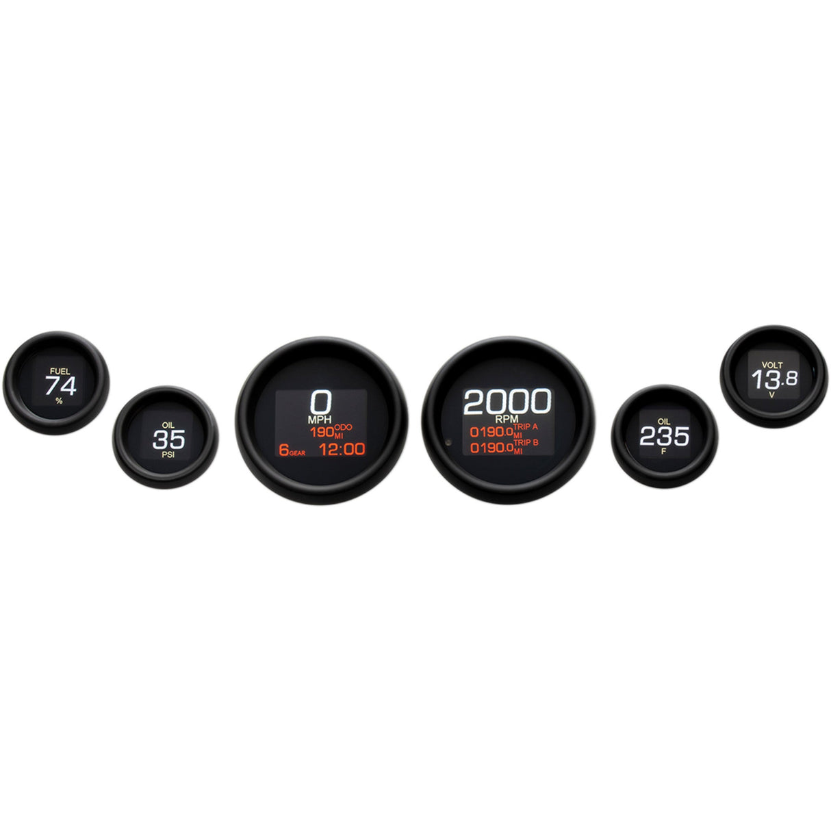 Dakota Digital Six-Gauge MLX Series Kit Black Bezel Touring - MLX-8696-K For Harley Touring 1999-2003
