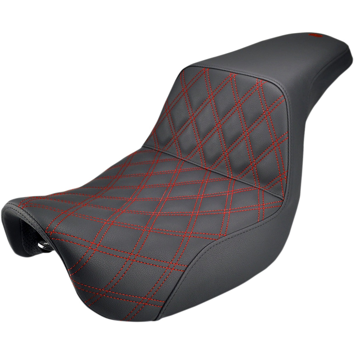Saddlemen Step-Up Seat — Red Stitching Front Lattice Stitch With Red - 806-04-172RD For Harley Dyna Wide Glide / Super Glide / Switchback 2012-2016