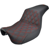Saddlemen Step-Up Seat — Red Stitching Front Lattice Stitch With Red - 806-04-172RD For Harley Dyna Wide Glide / Super Glide / Switchback 2012-2016