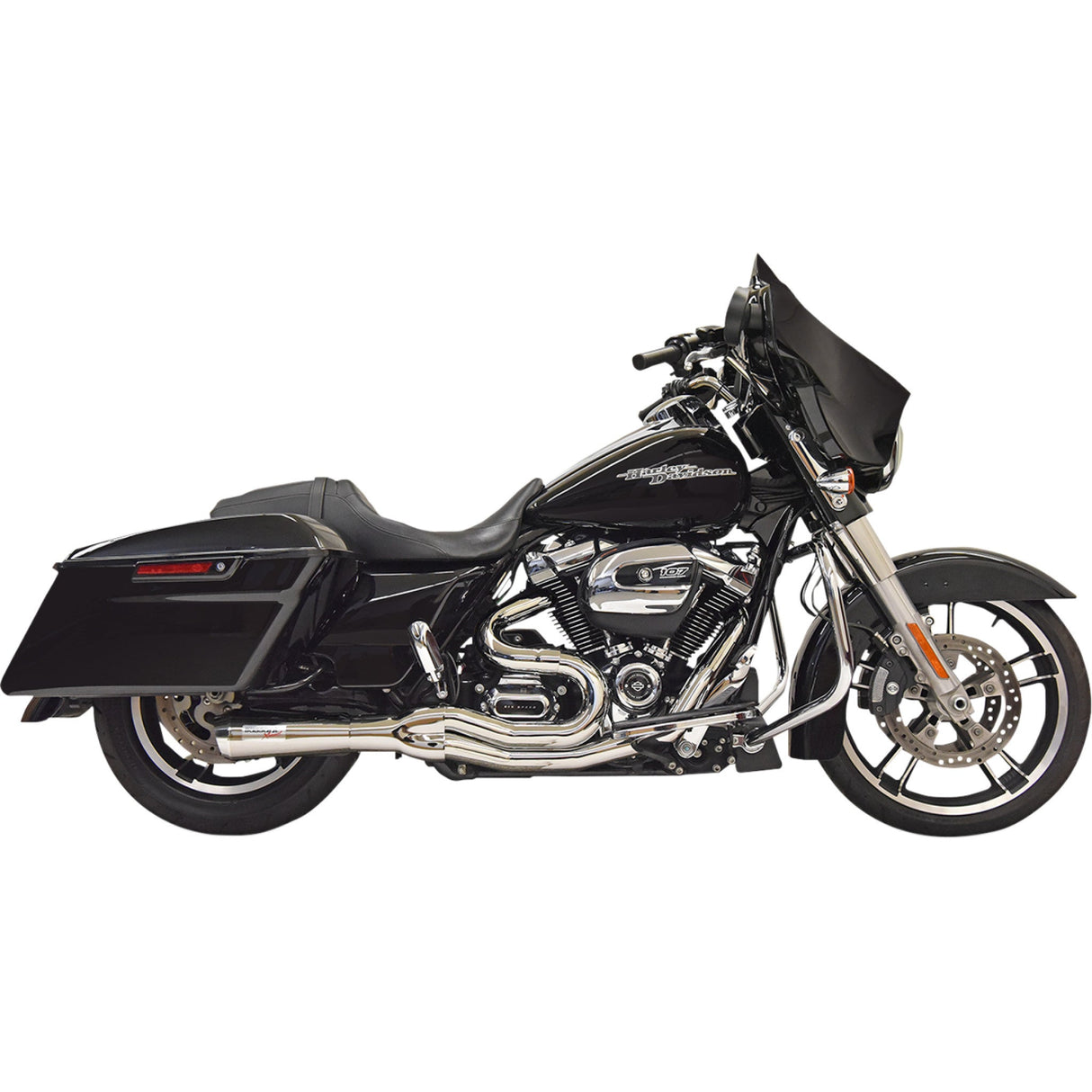 Bassani Xhaust Road Rage II 2-Into-1 Mid-Length Exhaust System Chrome - 1F72C For Harley Touring 2017-2026