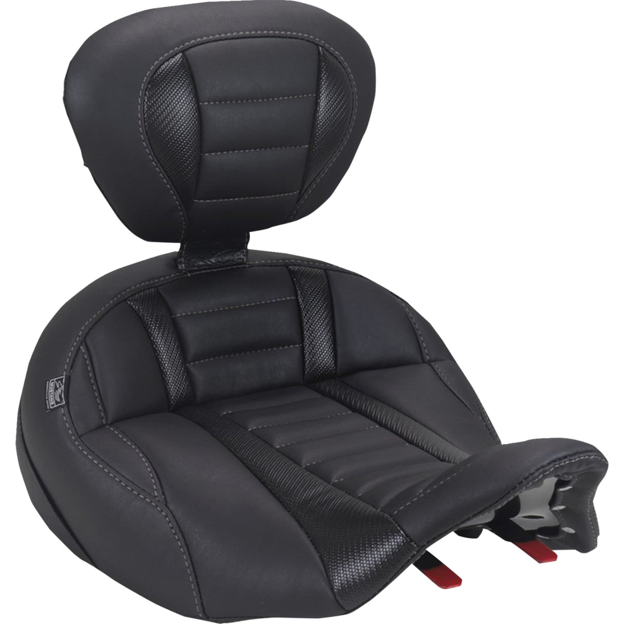 MUSTANG 0801-2329 89406GM Deluxe Touring Solo Seat with driver's backrest - gun metal gray stitch - flh/flt '23-'25
