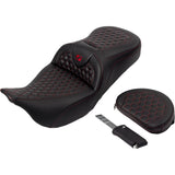 Saddlemen Honeycomb Roadsofa™ Seat Honeycomb Red Stitch With Backrest - 808-07B-189B4 For Harley Touring 2008-2025