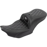 Saddlemen Roadsofa™ Lattice Stitch Seat With Backrest Carbon Fiber Silver Stitch - 823-07-206B5 For Harley Touring 2023-2026