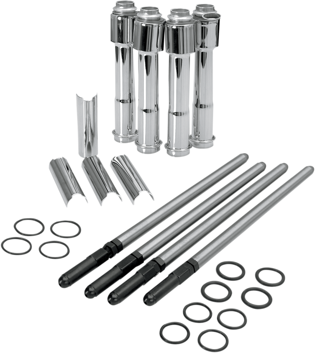 Adjustable Pushrod Cover Kit with Chrome Covers