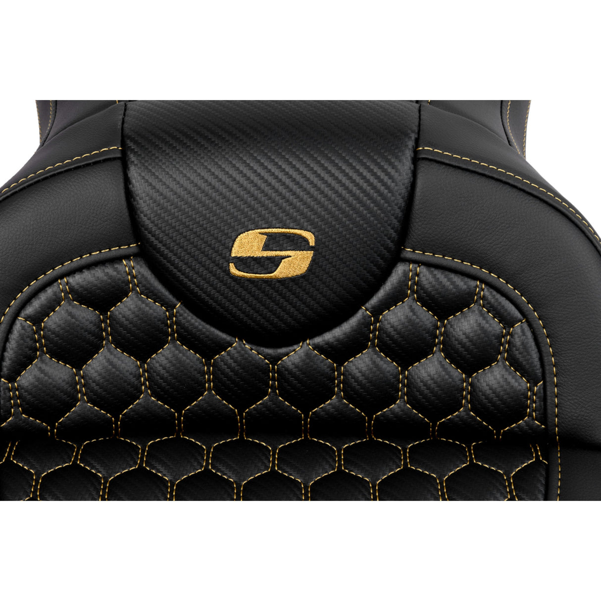 Saddlemen Honeycomb Roadsofa™ Seat Honeycomb Gold Stitch Without Backrest - 808-07B-18907 For Harley Touring 2008-2023