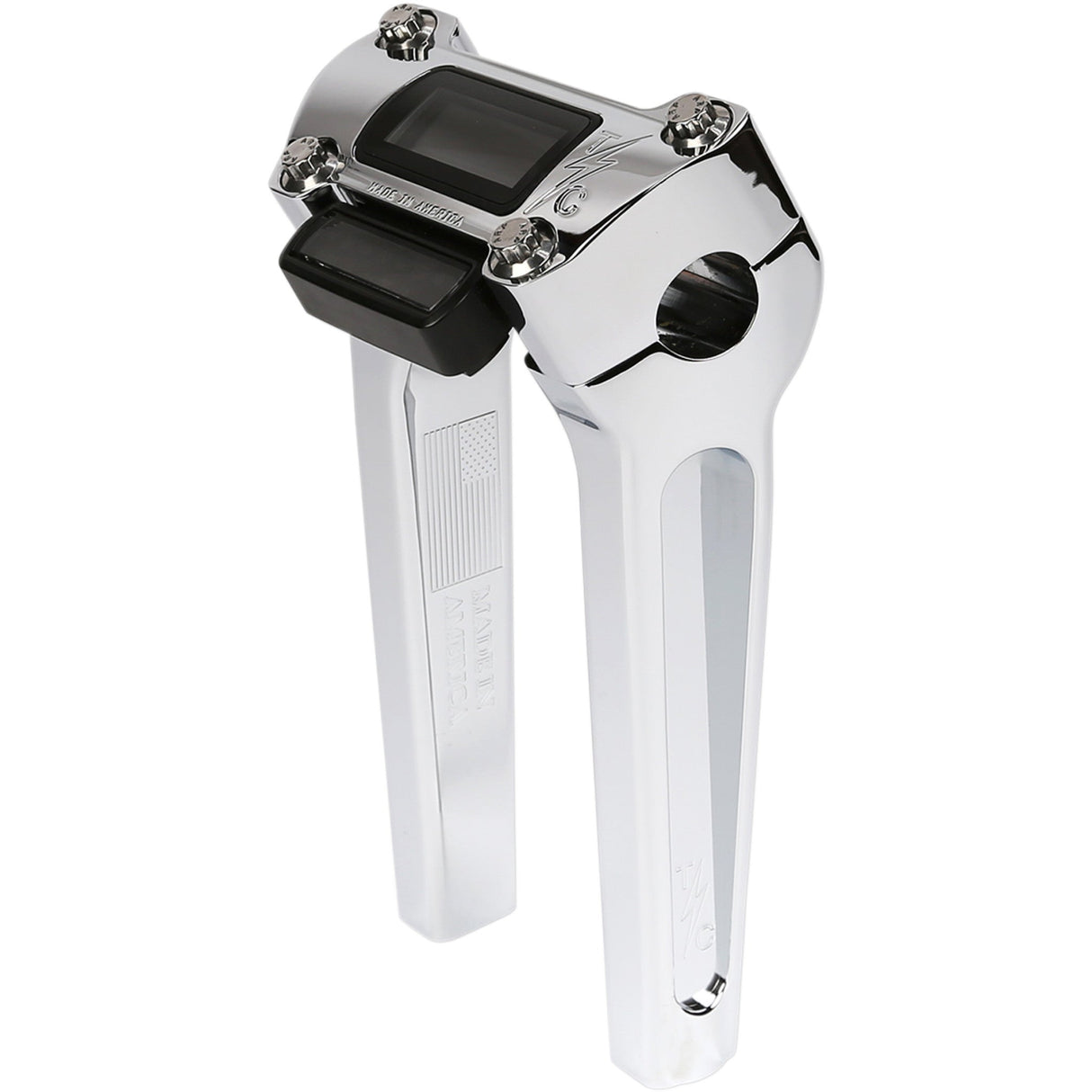 Thrashin Supply CO. Handlebar Risers Straight 8" Gauge Cutout Chrome - TSC-8025-3 For Harley Softail 2018-2025
