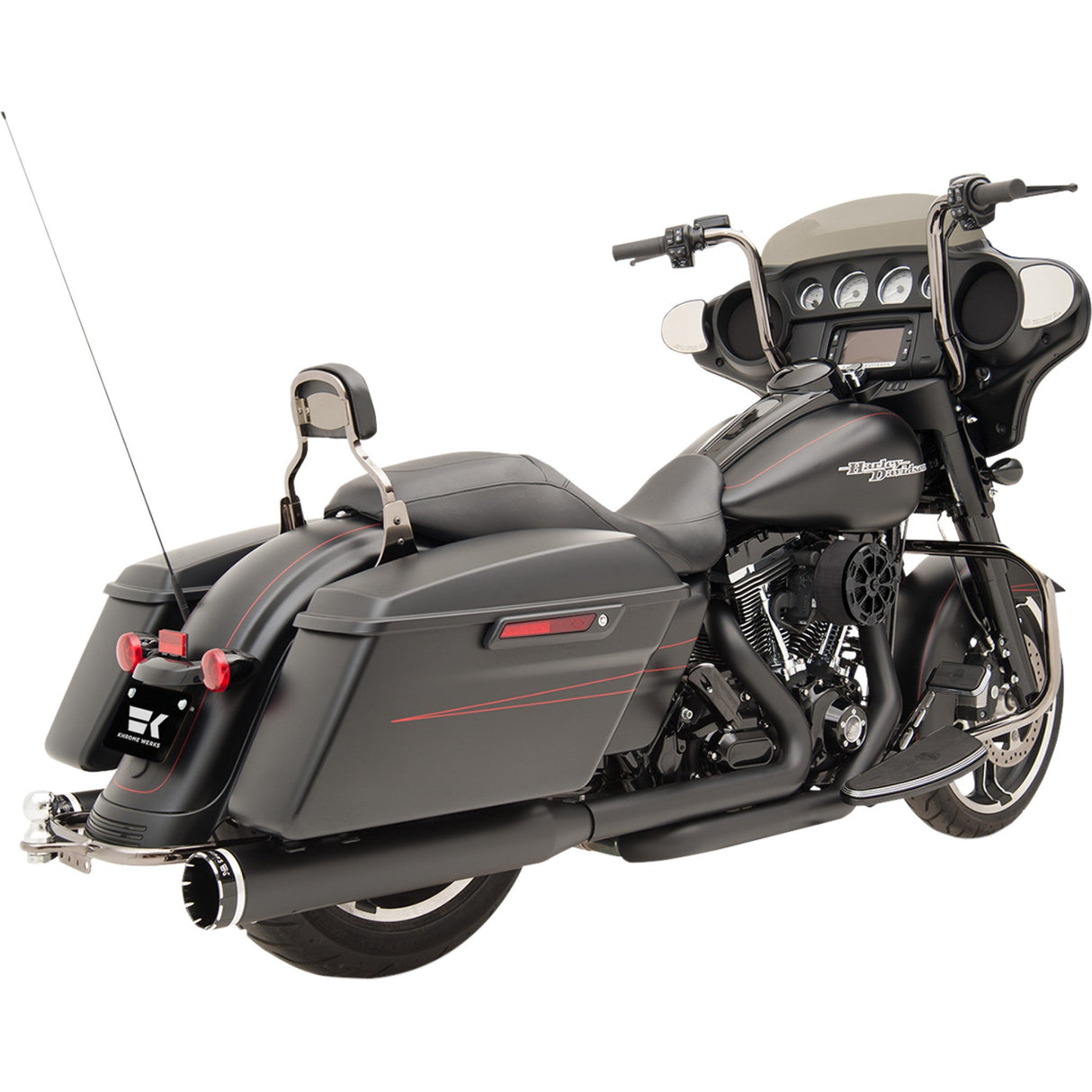 Khrome Werks 2-Into-2 Dominator Exhaust System Black FL With 4-1/2" Muffler - 200830 For Harley Touring 2009-2016