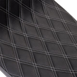 DRAG SPECIALTIES SEATS 0801-1492 Performance Predator 2-Up Seat Predator 2-Up Seat - Vinyl - Double Diamond Silver Stitch - w/o Backrest - FL '08-'23